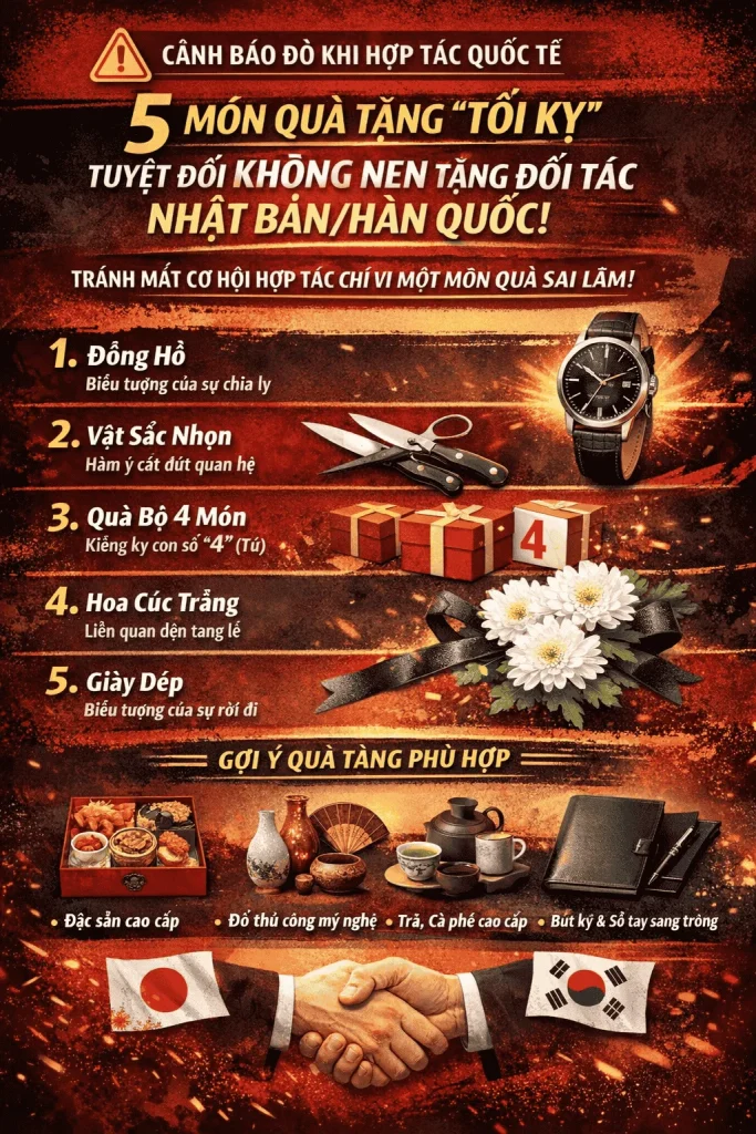 5 món quà tặng "tối kỵ" tuyệt đối không nên tặng đối tác Nhật Bản/Hàn Quốc